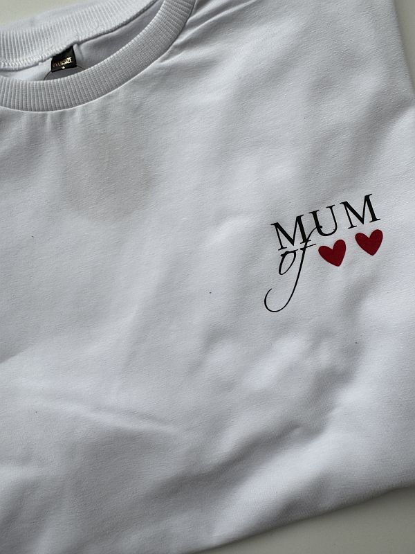 Koszulka biała damska mum of 2 rozmiar oversize