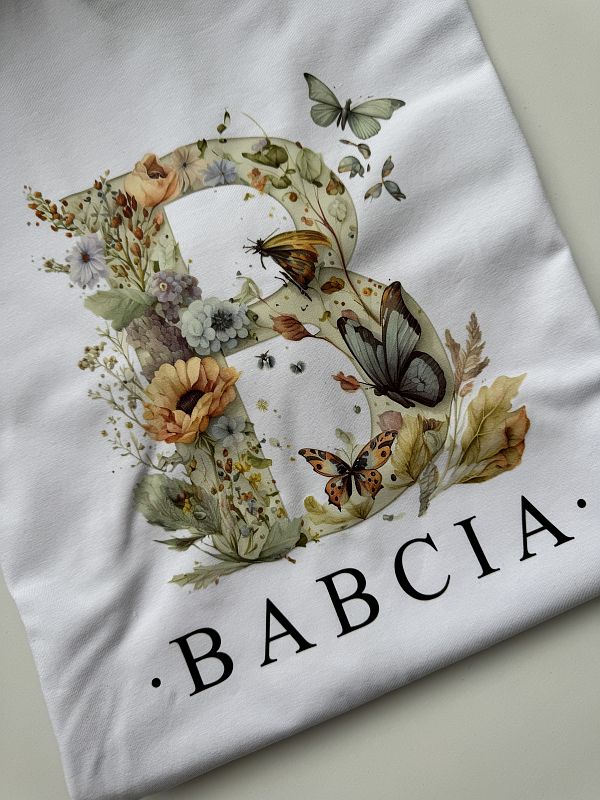 Koszulka biała damska B babcia rozmiar oversize