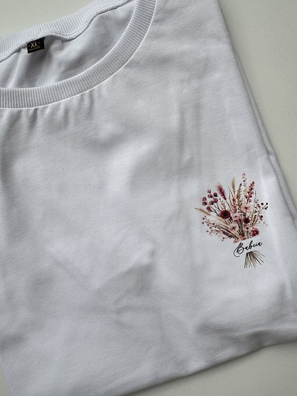 Koszulka biała damska bukiet kwiatów rozmiar XL