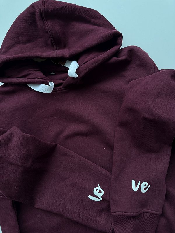 Bluza bordowa damska z kapturem love rozmiar XL