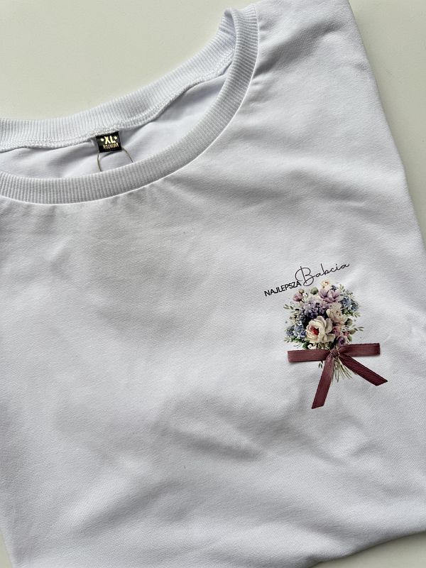 Koszulka biała damska bukiet kwiatów rozmiar XL