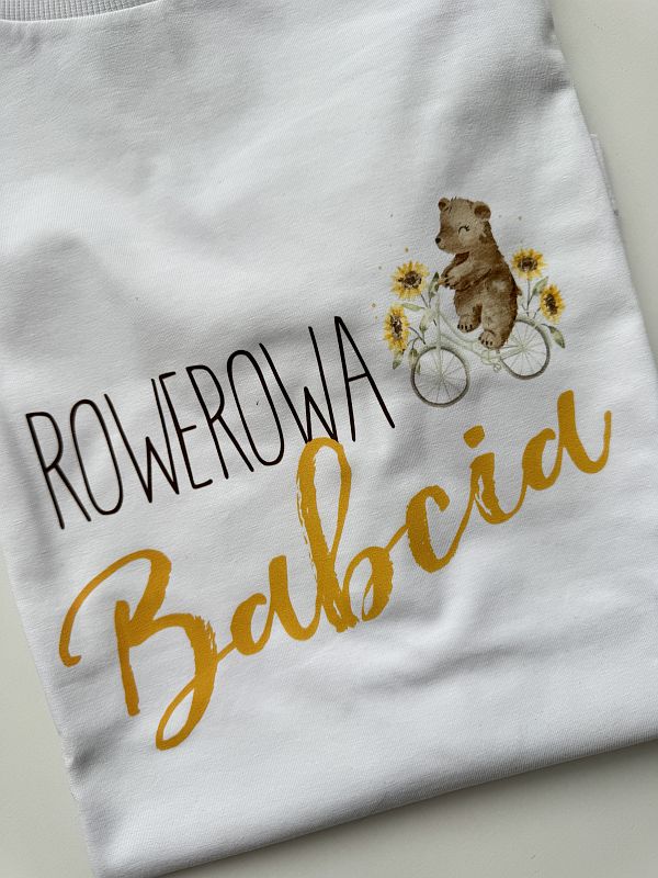 Koszulka biała damska rowerowa babcia rozmiar L