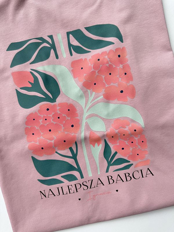 Koszulka różowa damska najlepsza babcia Ignasia rozmiar L