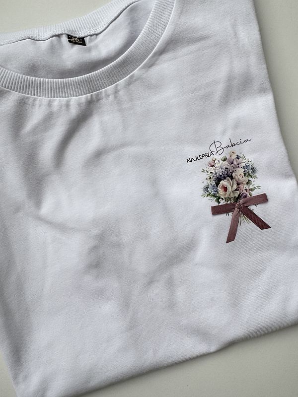 Koszulka biała damska bukiet kwiatów rozmiar M