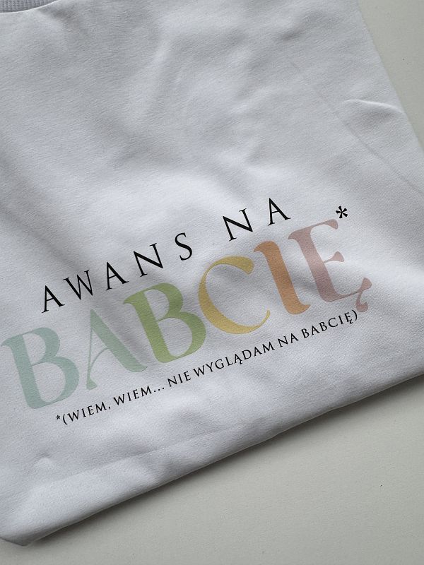Koszulka damska biała awans na babcię rozmiar XL