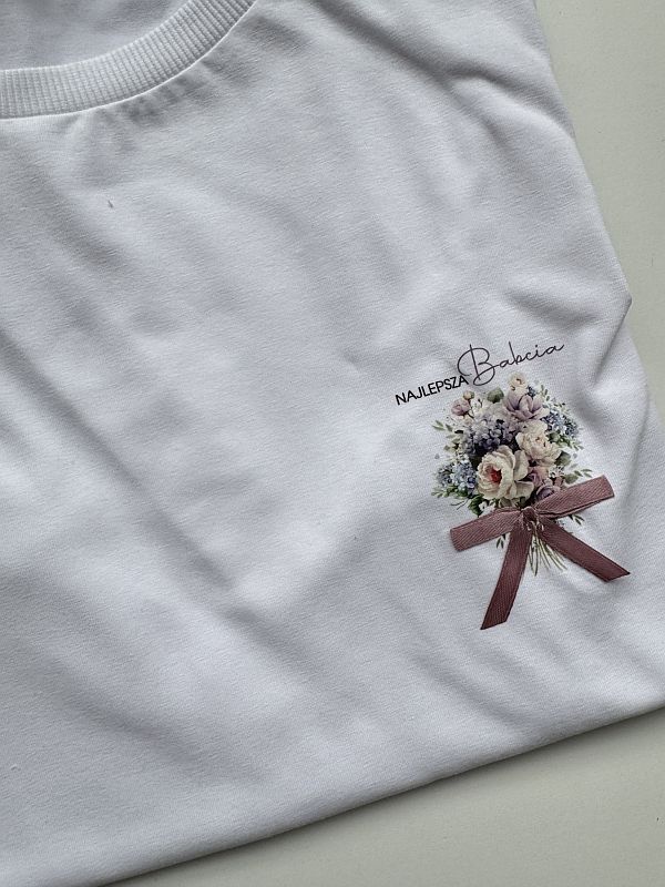 Koszulka damska biała bukiet kwiatów rozmiar L