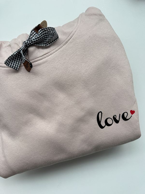 Bluza damska z kapturem różowa love rozmiar M