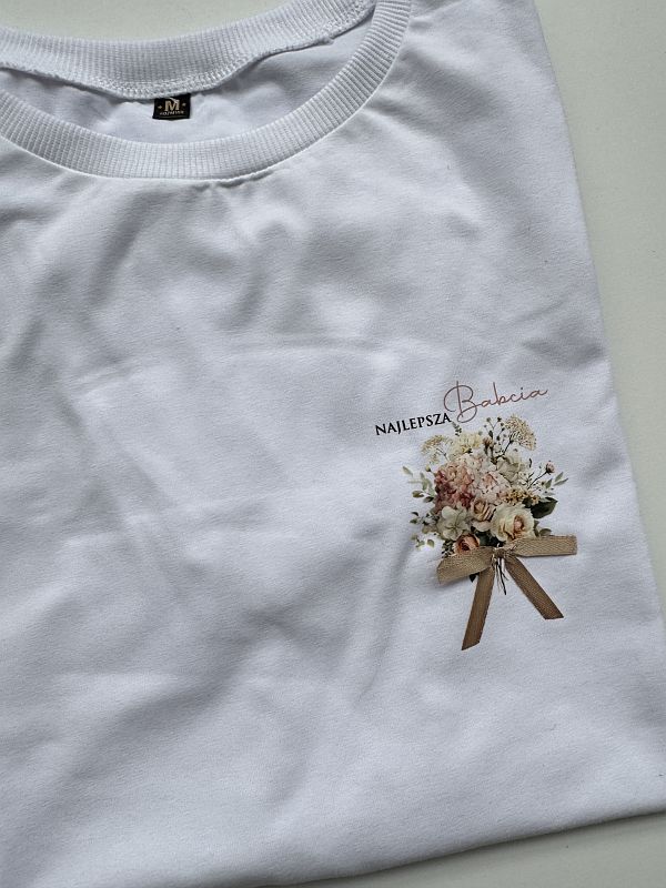 Koszulka damska biała bukiet kwiatów rozmiar M