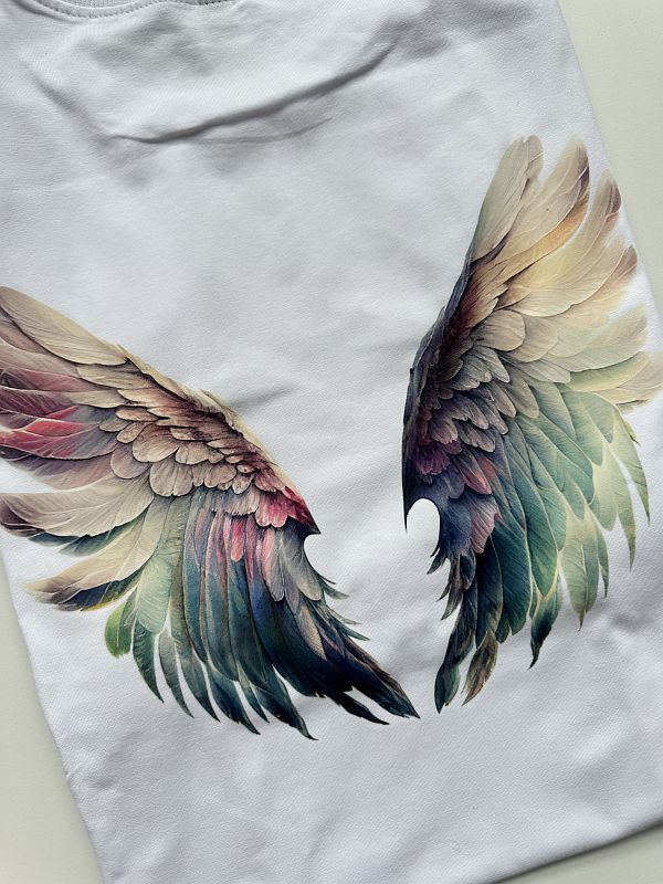 Koszulka damska biała skrzydła na plecach rozmiar M