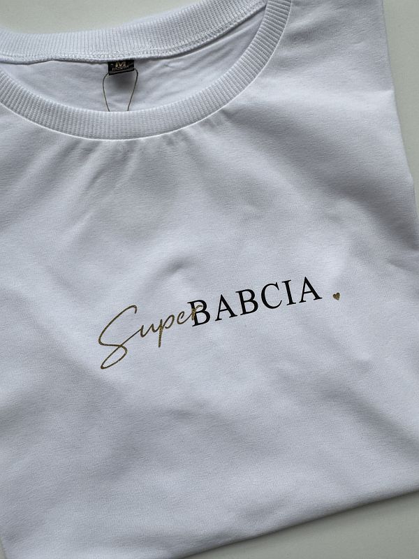 Koszulka damska biała super babcia rozmiar M