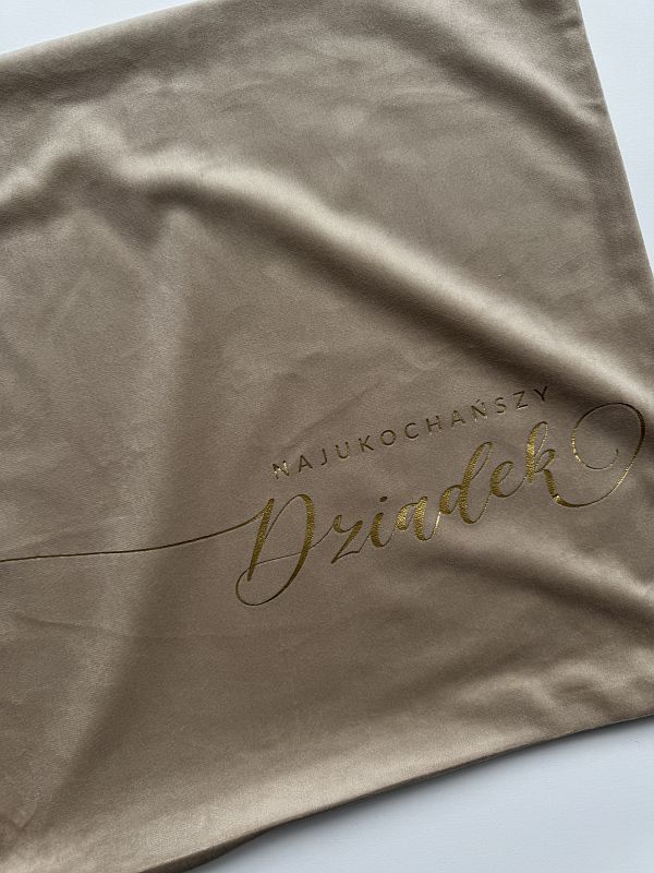 Poszewka welurowa beżowa najukochańszy dziadek