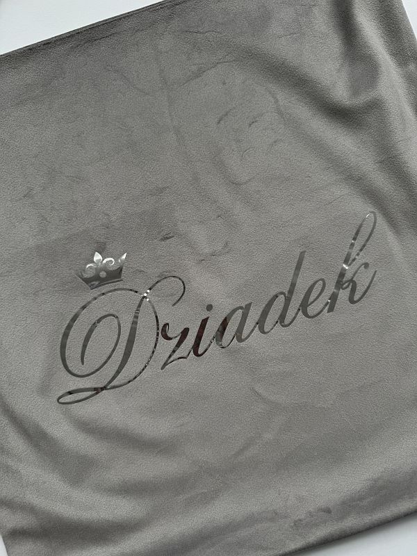 Poszewka welurowa szara dziadek