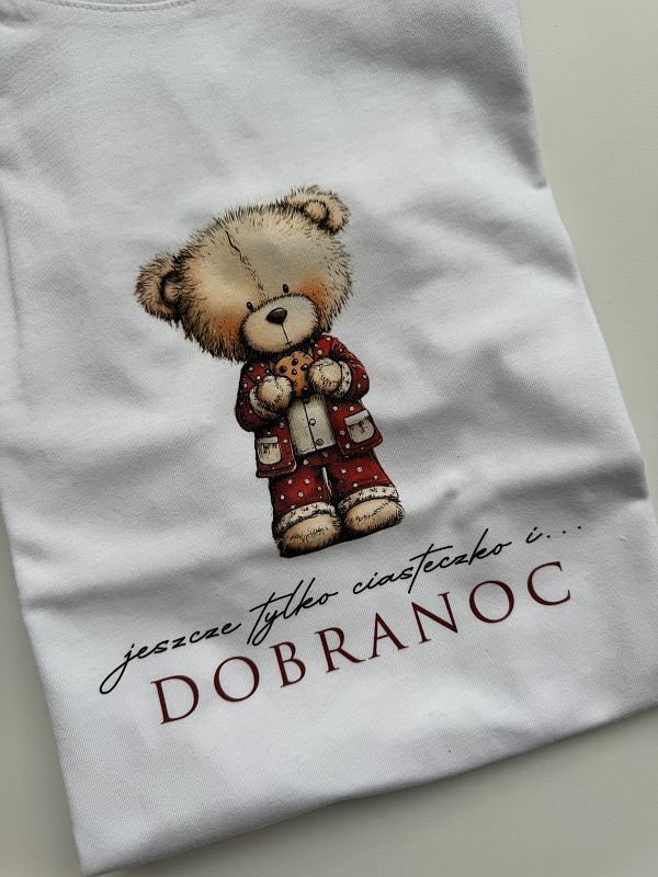 Koszulka biała krótki rękaw jeszcze tylko ciasteczko i dobranoc rozmiar 134