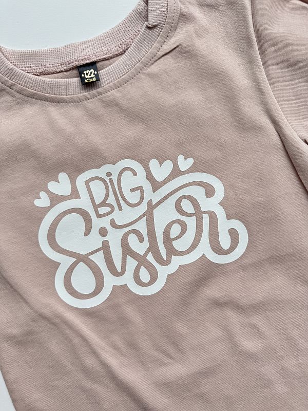 Koszulka różowa krótki rękaw big sister rozmiar 122