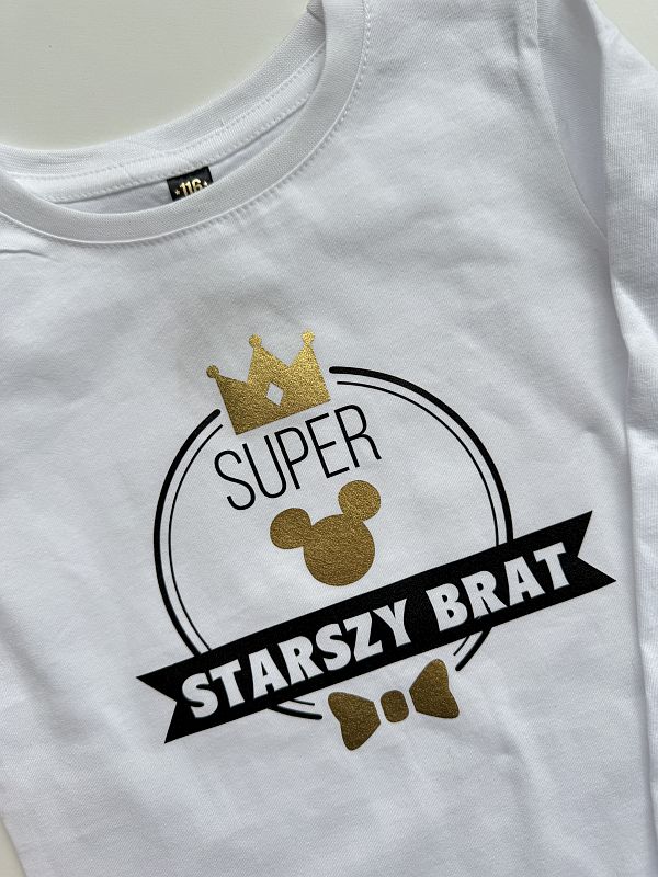 Koszulka biała długi rękaw super starszy brat rozmiar 116
