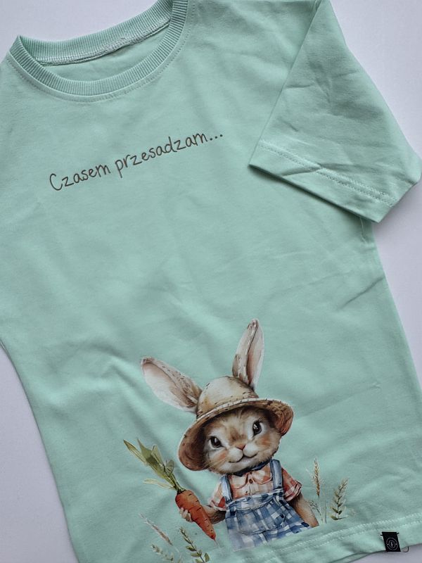 Koszulka miętowa krótki rękaw czasem przesadzam rozmiar 116