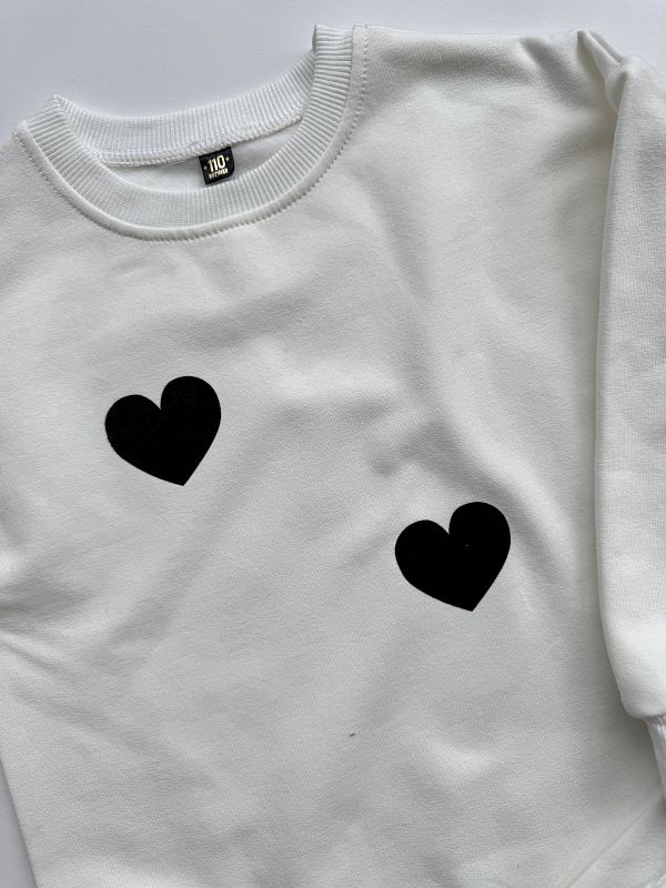 Bluza ecru brązowe serca rozmiar 110