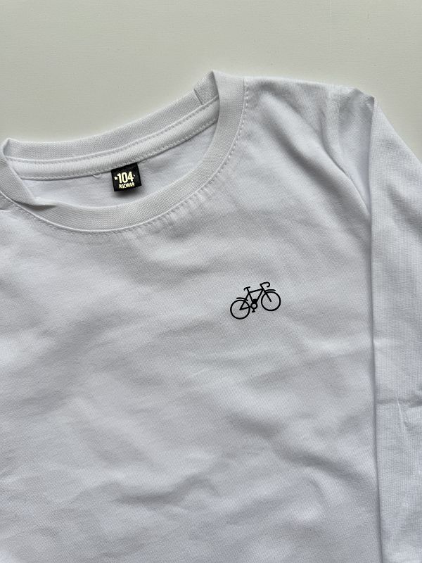 Koszulka biała długi rękaw logo roweru rozmiar 104
