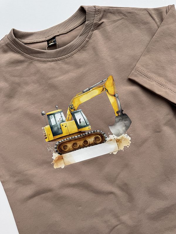 Koszulka kawowa krótki rękaw koparka rozmiar 104