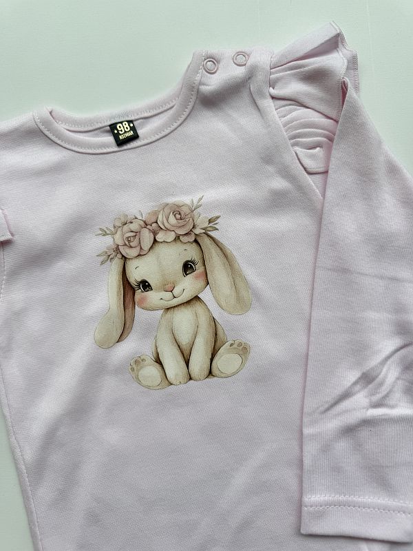 Body różowe długi rękaw króliczek rozmiar 98