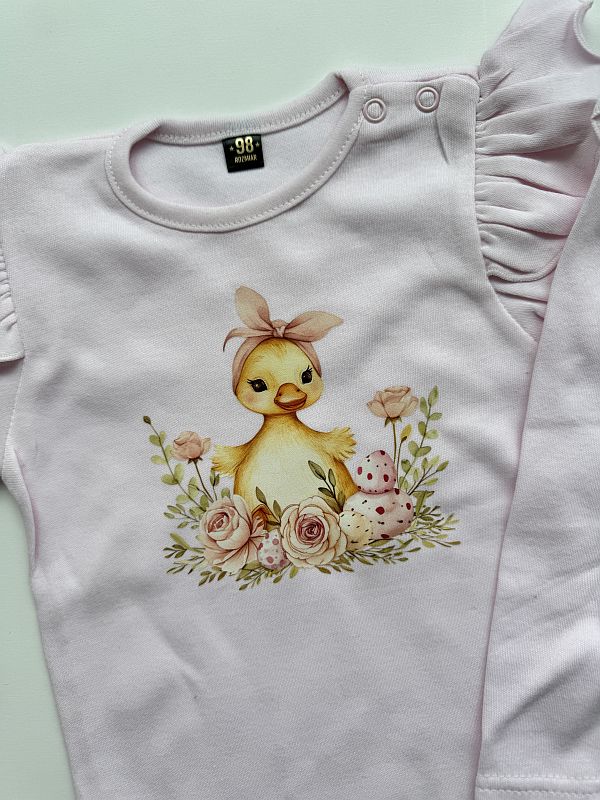 Body różowe długi rękaw króliczek w opasce rozmiar 98