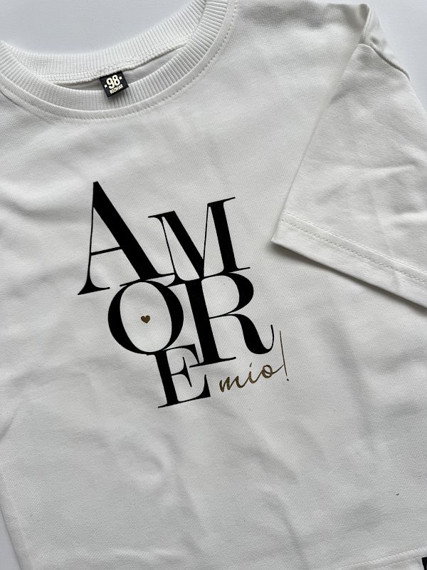 Koszulka ecru krótki rękaw amore mio rozmiar 98