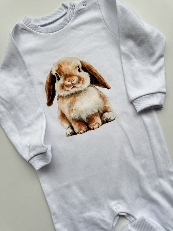 Pajac bez stópek biały królik rozmiar 98