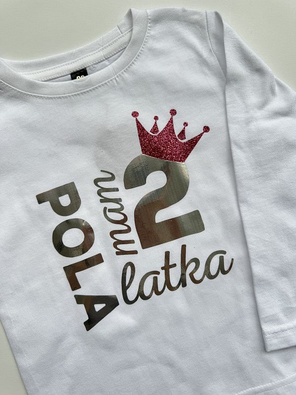 Koszulka biała długi rękaw Pola mam 2 latka rozmiar 98