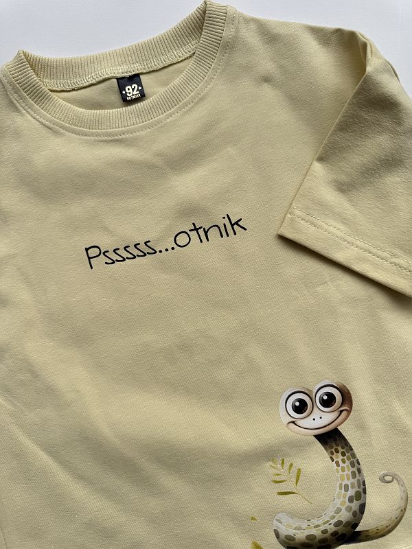 Koszulka masełkowa krótki rękaw wąż psotnik rozmiar 92