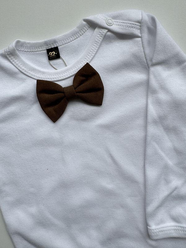 Body białe długi rękaw brązowa mucha rozmiar 92