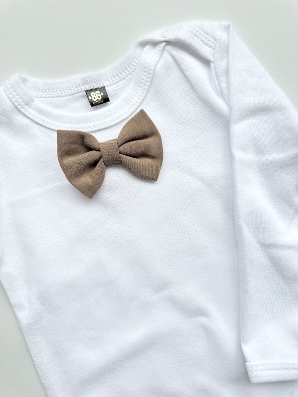 Body białe długi rękaw kawowa mucha rozmiar 86