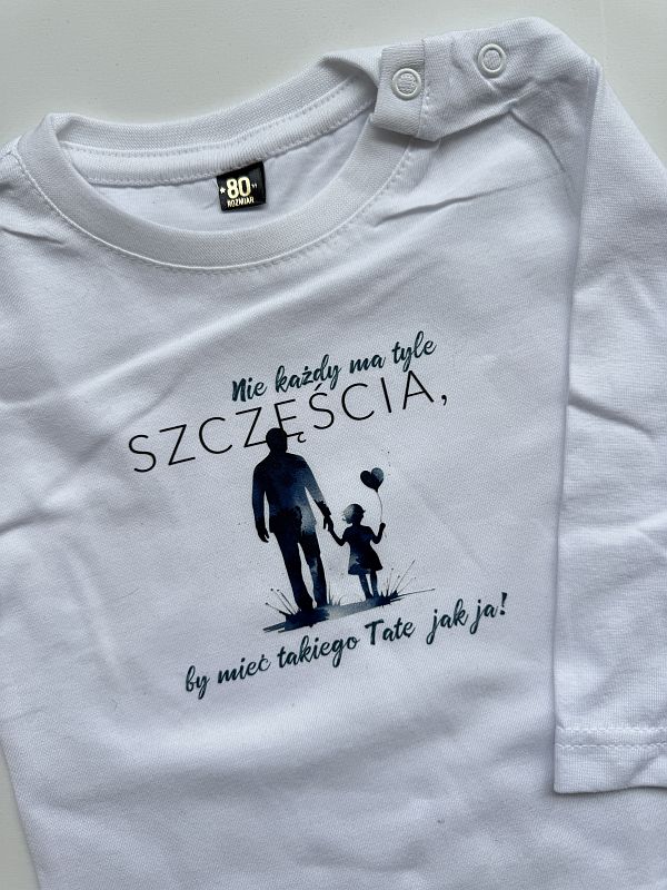 Koszulka biała długi rękaw nie każdy ma tyle szczęścia... rozmiar 80