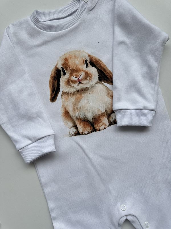 Pajac bez stópek biały królik rozmiar 74