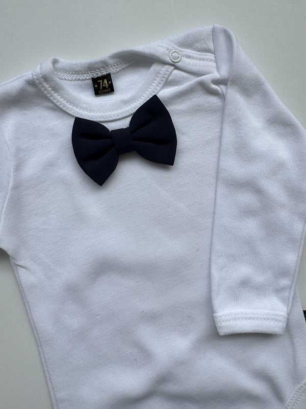 Body białe długi rękaw granatowa mucha rozmiar 74