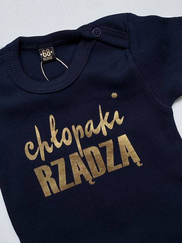 Body granatowe krótki rękaw chłopaki rządzą rozmiar 68