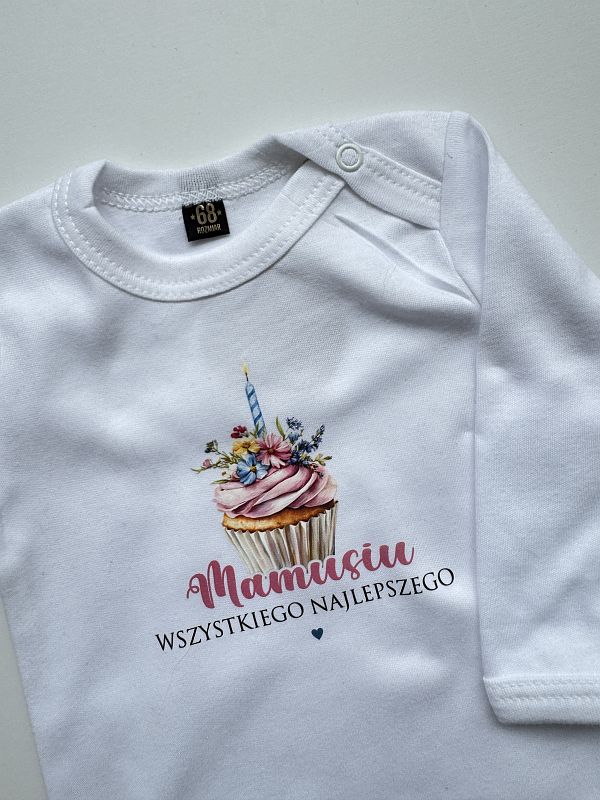 Body białe długi rękaw mamusiu wszystkiego najlepszego rozmiar 68