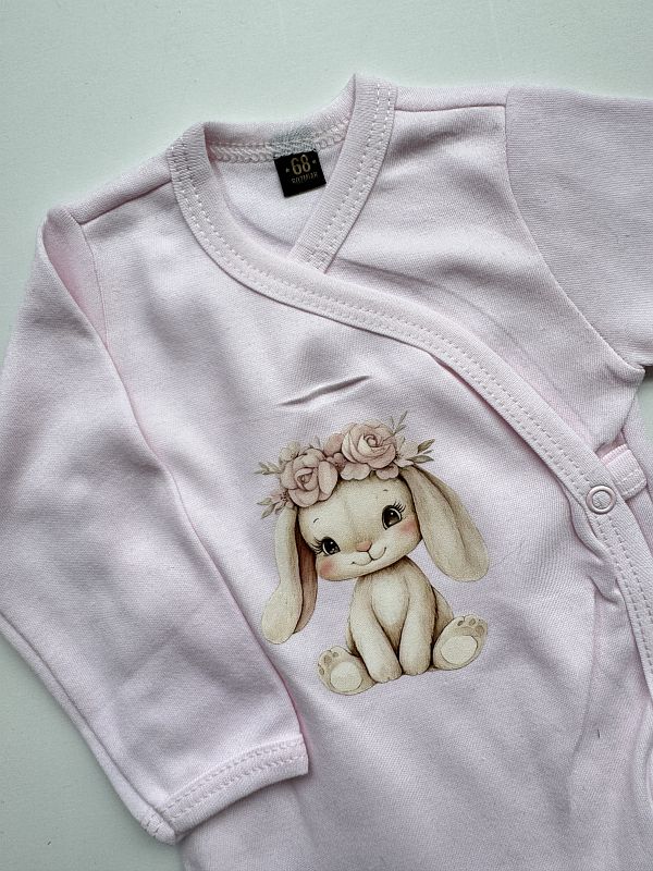 Body kopertowe różowe długi rękaw słodki króliczek rozmiar 68