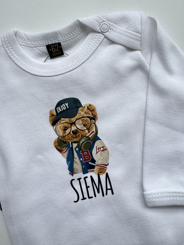 Body białe długi rękaw miś siema rozmiar 62