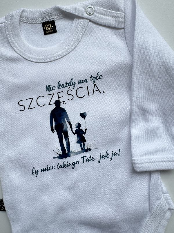 Body białe długi rękaw nie każdy ma tyle szczęścia... rozmiar 62