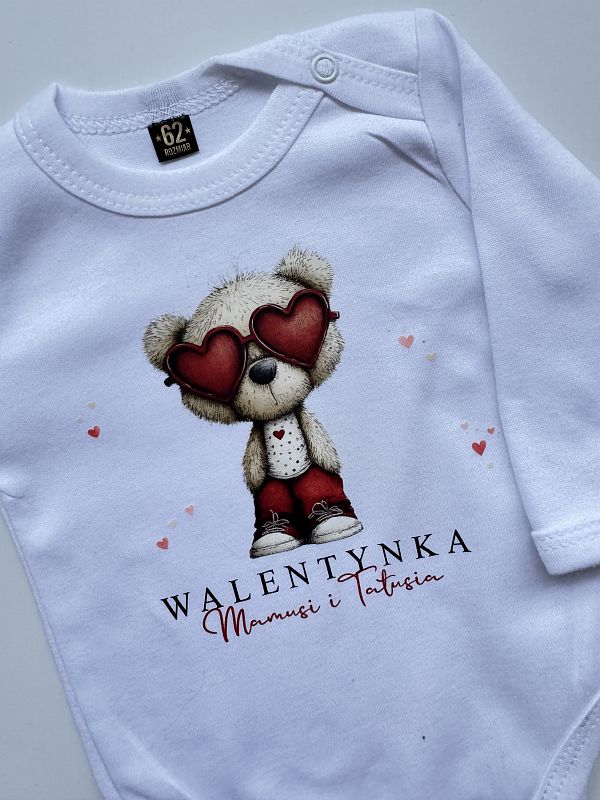 Body białe długi rękaw walentynka mamusi i tatusia rozmiar 62