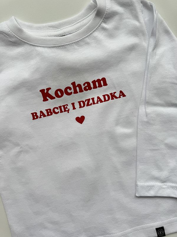 Koszulka biała długi rękaw kocham babcię i dziadka rozmiar 86