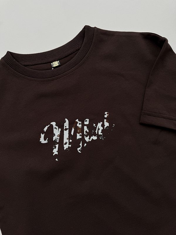 Koszulka czekoladowa krótki rękaw mini rozmiar 116