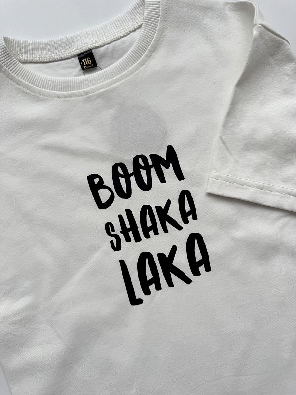 Koszulka ecru krótki rękaw boom shaka laka rozmiar 116