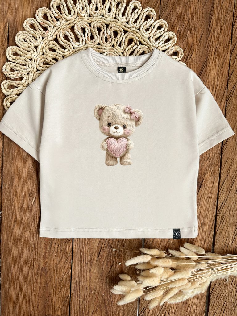 Koszulka dziecięca z nadrukiem sweterkowego misia