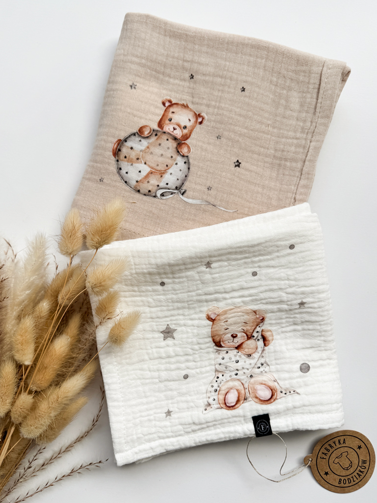 2pak pieluszek muślinowowych z misiami