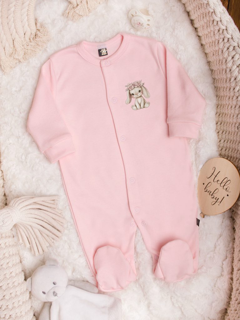 Pajacyk niemowlęcy ze stópkami słodki pluszowy zajączek