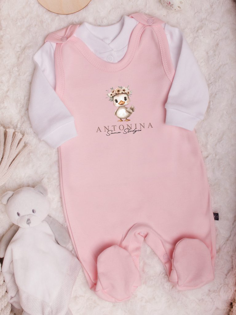 Śpiochy niemowlęce kaczuszka w wianku + kaftanik