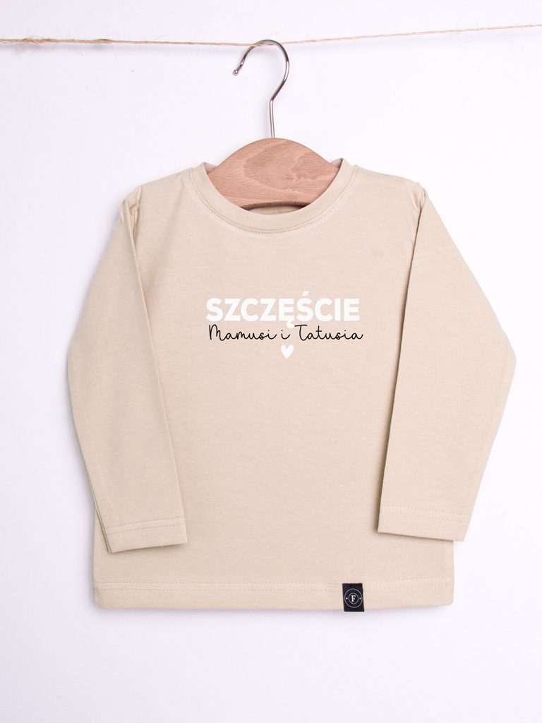 Beżowa koszulka z długim rękawem szczęście mamusi i tatusia rozm. 80
