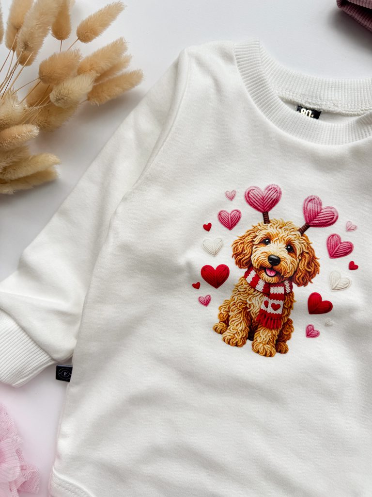 Body dla niemowlaka z nadrukiem pieska i serduszek