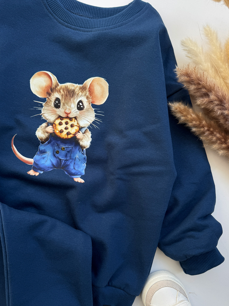 Komplet dla dziecka myszka w ogrodniczkach (bluza + spodnie)